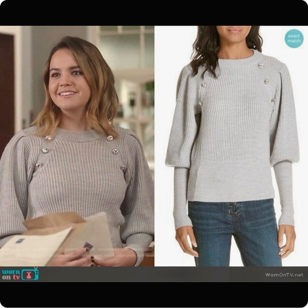 Veronica Beard ‘Jude’ 100% Wool Gray Sweater with Jeweled Accents Size Small - Picture 4 of 16